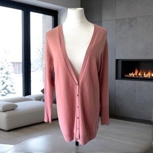 Pure Collection 100% Cashmere Boyfriend Cardigan Button Front Sweater Size 12